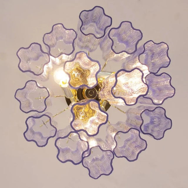 Chandelier with Murano Glass Cylinders in Blue-Purple Color, Italy, 1990s For Sale - Image 9 of 12