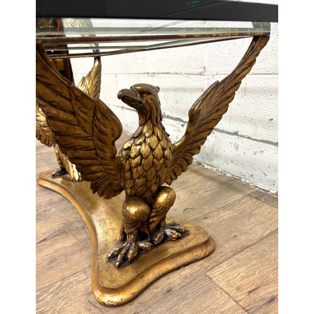 Vintage Italian Made Regency Neoclassical Style Glass Top Coffee Cocktail Table For Sale - Image 11 of 15