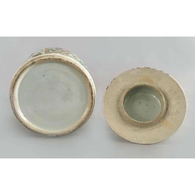 Chinese Antique Chinese Large Famille Rose Vase with Lid For Sale - Image 3 of 13