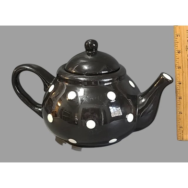Modern Late 20th Century Modern Terramoto Black & White Polka-Dot Ceramic Tea Pot For Sale - Image 3 of 6