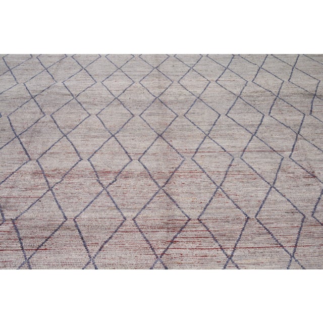 Shabby Chic Moroccan Hand Knotted Rug With Natural Color Organic Wool and Soft Texture,10'4"x14'2" For Sale - Image 3 of 7