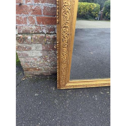 Large Antique English Carved and Gesso Gilt Wood Mirror, 19th Century For Sale - Image 4 of 7