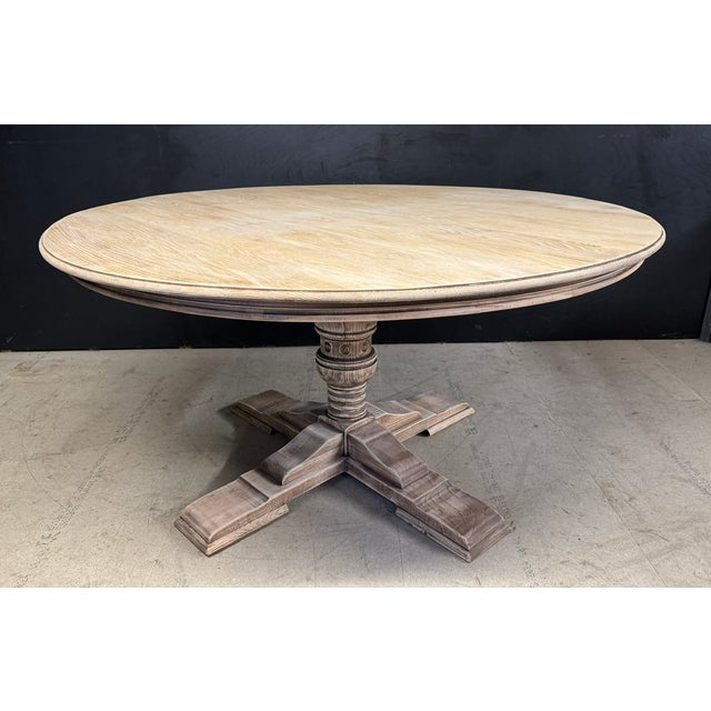 Large Farmhouse Round Dining Table in Oak, 1940 For Sale - Image 18 of 18