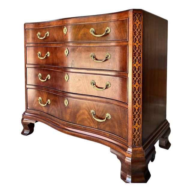 1960s White Furniture of Mebane Mahogany Chippendale Bachelor Chest | Dresser | Console For Sale