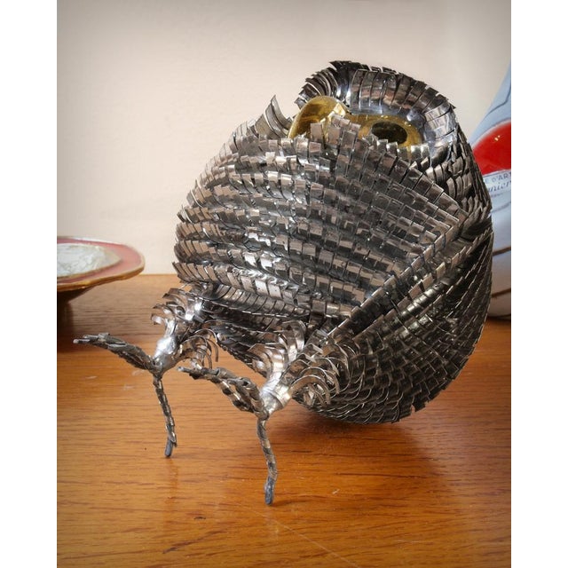 Metal Brutalist Metal Owl, 1970s For Sale - Image 7 of 15