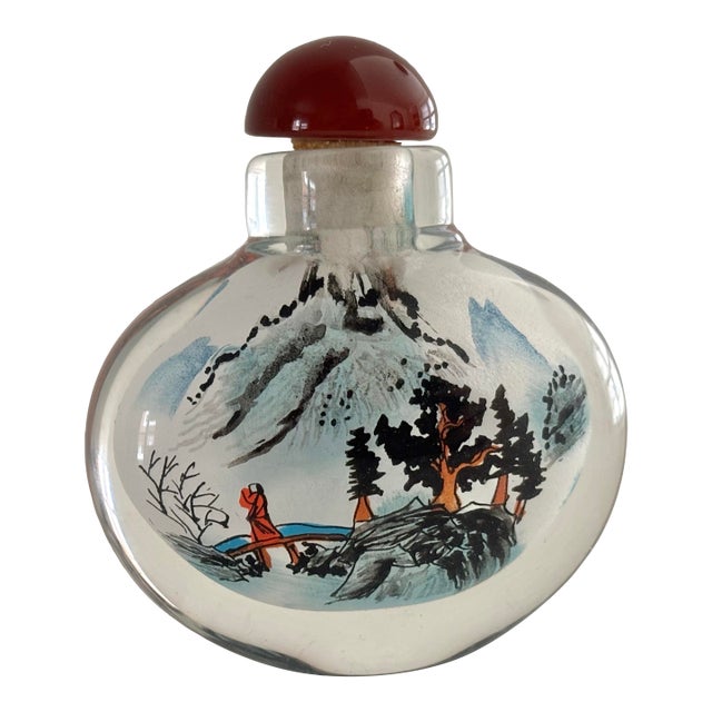 Antique Chinese Reverse Painted Glass Snuff Bottle For Sale