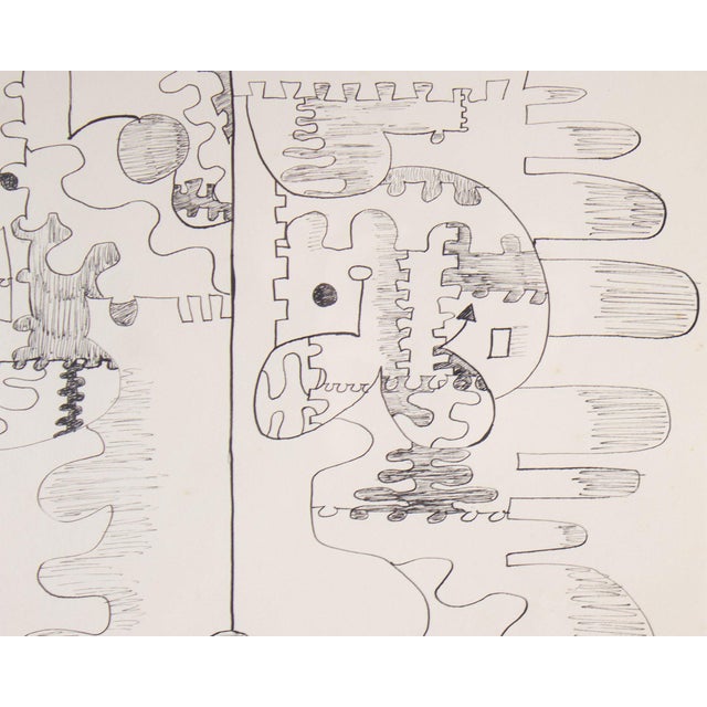 1960s 1961 Abstract Ink Drawing by Harry Hilson For Sale - Image 5 of 9