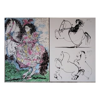 Pablo Picasso, Jacqueline Riding, Offset Color Lithographs, 1961, Set of 2 For Sale