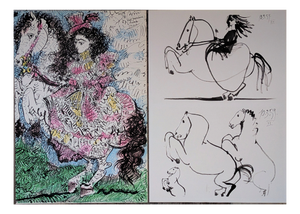 Pablo Picasso, Jacqueline Riding, Offset Color Lithographs, 1961, Set of 2