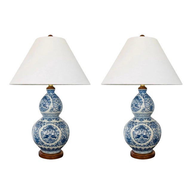 Lauren Ralph Lauren Blue & White Chinoiserie Double Gourd Porcelain Table Lamp – Koi Fish, Traditional Asian-Inspired Decor For Sale - Image 9 of 9
