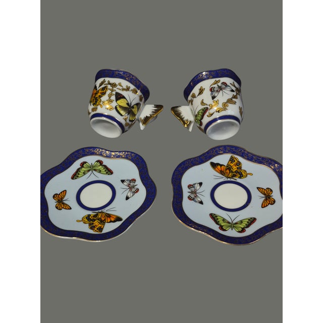 Late 20th Century Late 20th Century Pair Formalities by Baum Brothers Porcelain Butterflies Demi-Tasse Cup & Saucer For Sale - Image 5 of 7