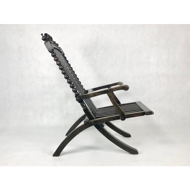 Italian Ebonized Oak Folding Armchair, 1800s For Sale - Image 4 of 15