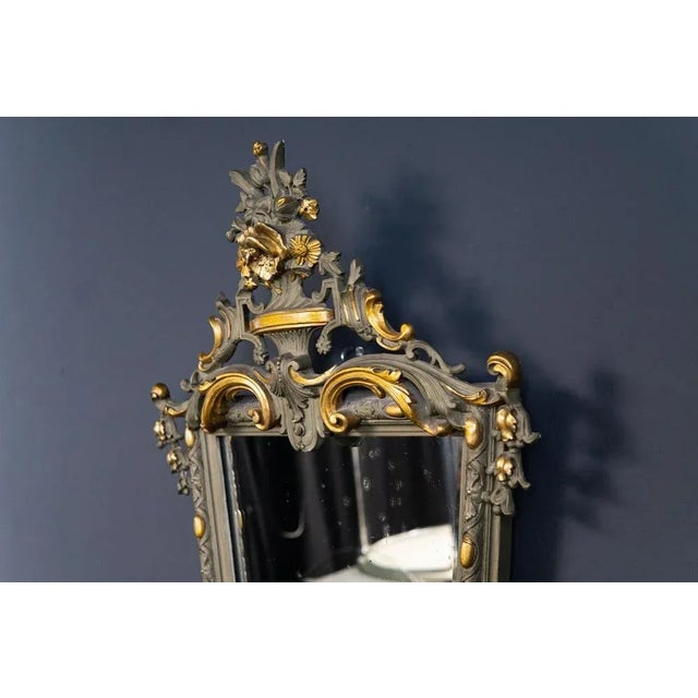 Gray Vintage Decorative Glass Wall Mirror For Sale - Image 8 of 13