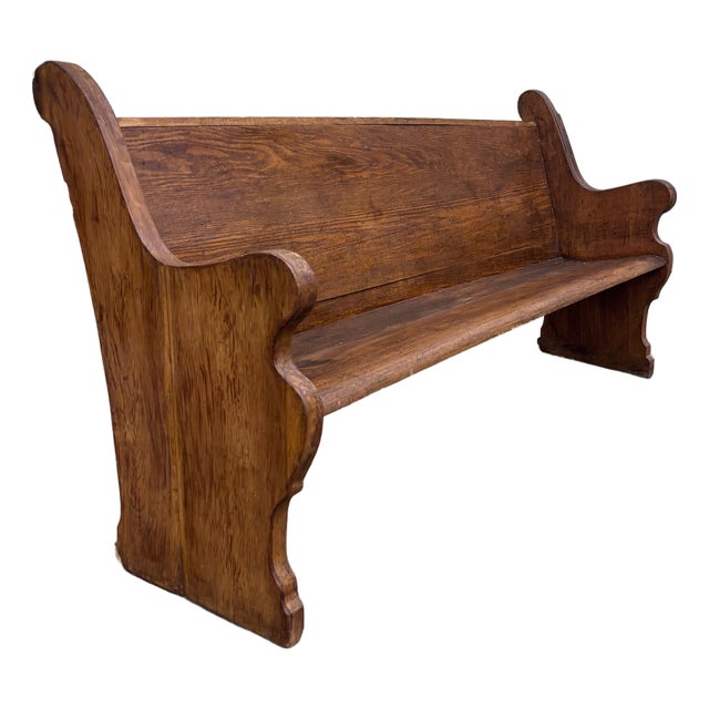 Antique Victorian Gothic Style Solid Oak Church Pew For Sale