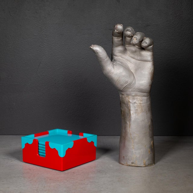 Red Post Modern Georges Briard Coasters Set c.1980 For Sale - Image 8 of 8