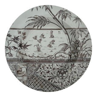 Late 19th-Century English Staffordshire Brown Transferware Salad Plate For Sale