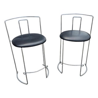 Black Leather Gaja Stools by Kazuhide Takahama for Simon Gavina, Set of 2 For Sale