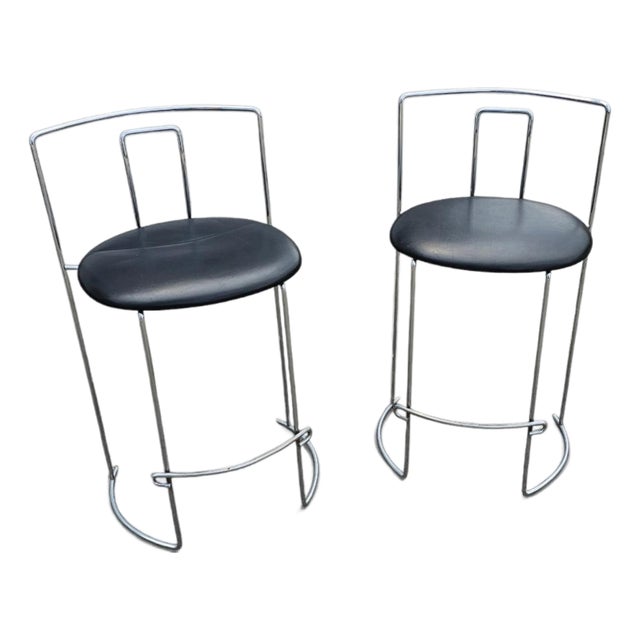 Black Leather Gaja Stools by Kazuhide Takahama for Simon Gavina, Set of 2 For Sale