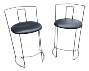 Black Leather Gaja Stools by Kazuhide Takahama for Simon Gavina, Set of 2