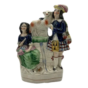 Antique English Staffordshire Figure With Sheep Circa 1860's