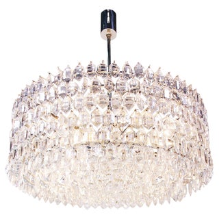Large Chandelier in Crystal & Silver from Lobmeyr / Bakalowits & Sons For Sale