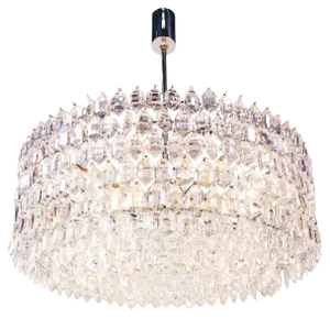 Large Chandelier in Crystal & Silver from Lobmeyr / Bakalowits & Sons