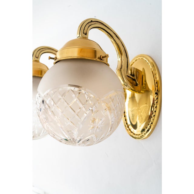 Antique Wall Lamps with Cut Glass Shades, 1890s, Set of 2 For Sale - Image 6 of 18