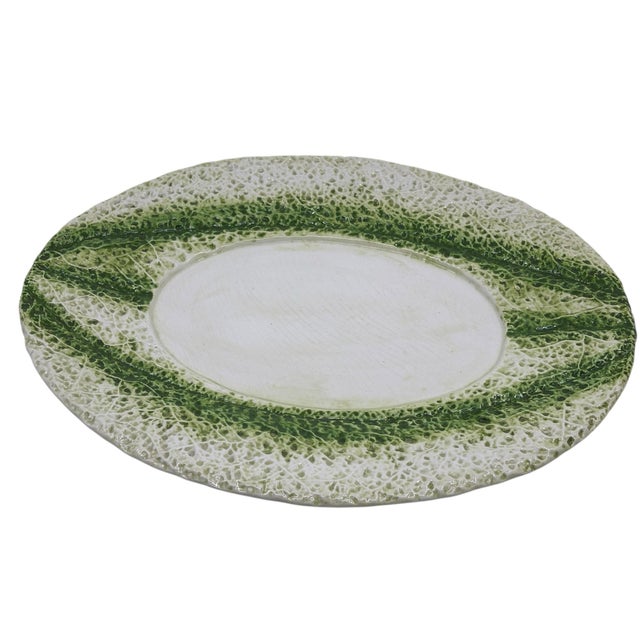 Vintage Italian Majolica Green Stipe Melon Tureen Tablescape Decor For Sale - Image 10 of 12