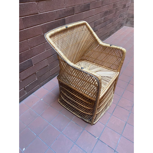Vintage Coastal Wicker Chair For Sale In Chicago - Image 6 of 9