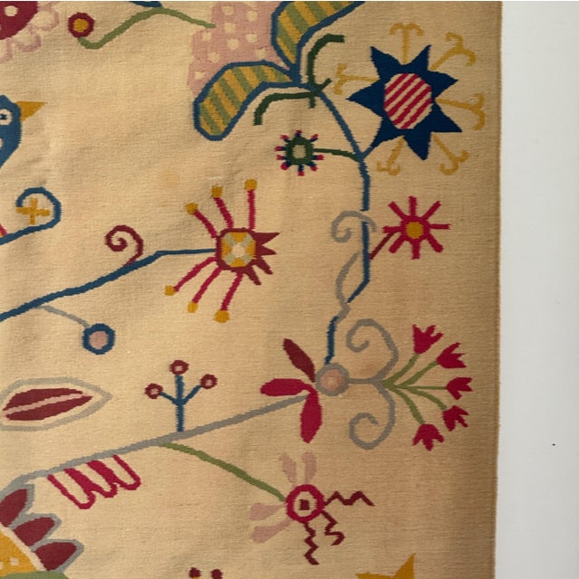 Large Beige Indian Rug with Floral Patterns, 1980s For Sale - Image 10 of 18