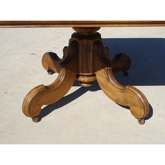 Wood Antique Square Walnut Pedestal Table, 1800s For Sale - Image 7 of 18