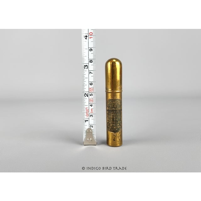 1920's Ladies Scent Bottle Vanidor Vial German Art Glass and Brass Perfume Bottle For Sale In Greenville, SC - Image 6 of 6