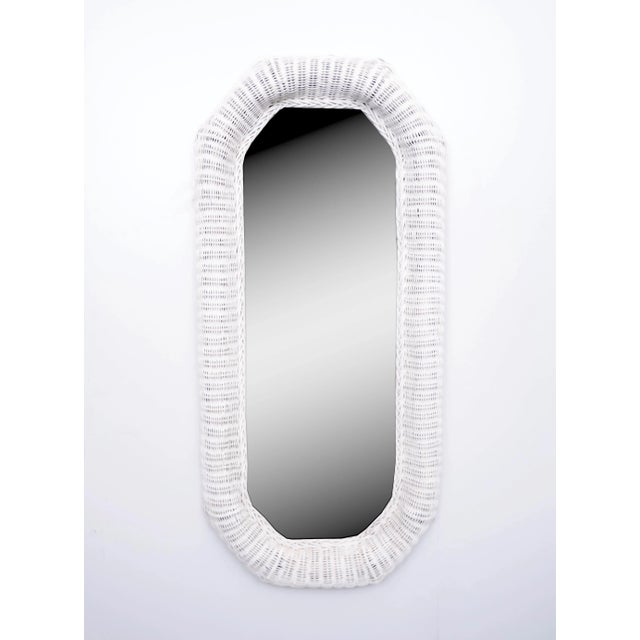 White Large Rattan Mirror, Holland, 1970s For Sale - Image 8 of 8