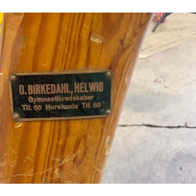 Vintage Gymnastic Pommel Horse, Danish, Suede, Pine, Athletic, Vaulting, c.1960 For Sale - Image 9 of 9