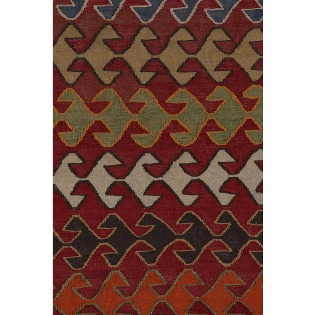 1950s 1950s Vintage Afghani Tribal Kilim Rug With Geometric Patterns For Sale - Image 5 of 7