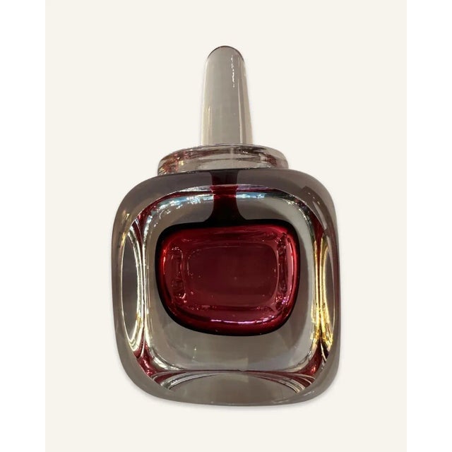 Flavio Poli 1970s Venetian Glass Decanter in Cased Ruby Glass by Flavio Poli For Sale - Image 4 of 7