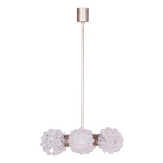 Mid-Century Chandelier in Brass and Glass from Kamenický Šenov, Czech, 1960s For Sale