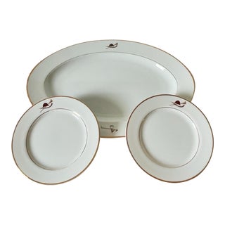 Vintage Huntsman, Serving Platter and Two Plates With an Equestrian Theme For Sale