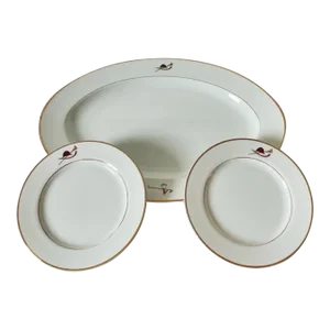 Vintage Huntsman, Serving Platter and Two Plates With an Equestrian Theme