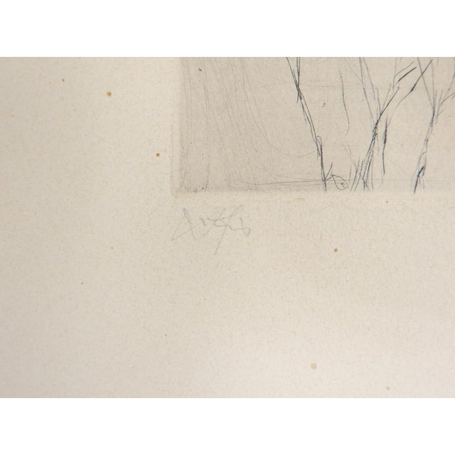 Post WWII surrealist etching on paper of a stalking cat by Hans Fischer (1909 - 1958) Switzerland. Signed and numbered...