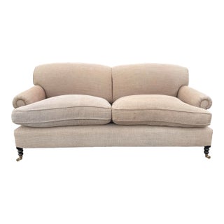 George Smith Short Scroll Arm Sofa For Sale