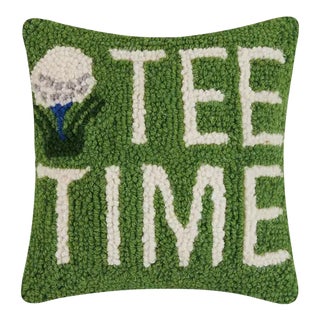 Golf Tee Time Hook Pillow, 10" x 10" For Sale