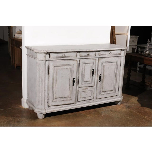 Late 18th Century Century Late 18th Century Swedish Gustavian Painted Wood Sideboard with Fluted Pilasters For Sale - Image 5 of 12