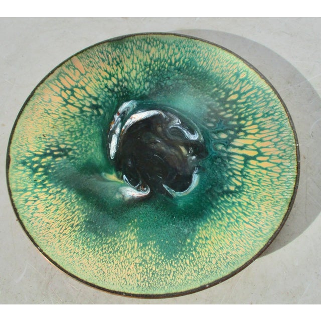 Mid-Century Modern Enamel Copper Tray With Splash Design For Sale - Image 3 of 4