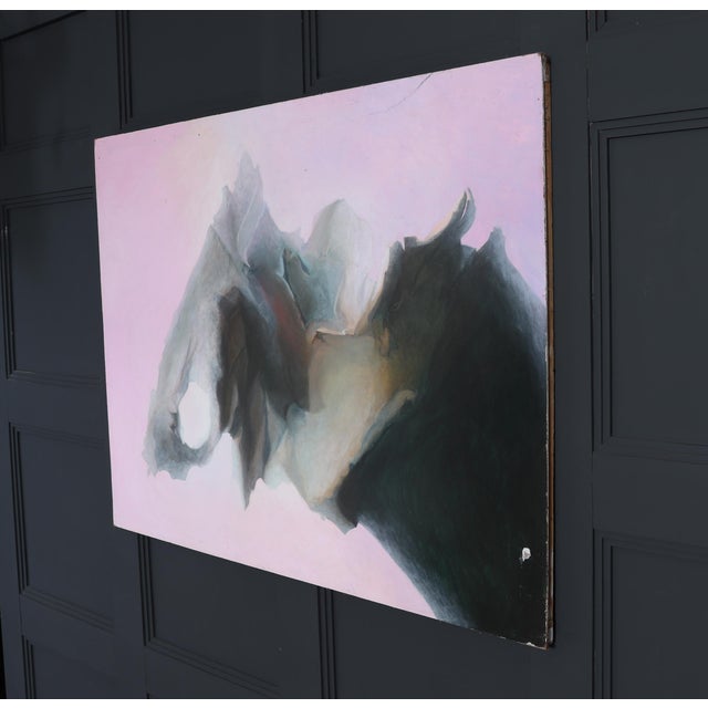 Pink After J. Dupain, Abstract Composition, 1960s, Oil Painting on Board For Sale - Image 8 of 9