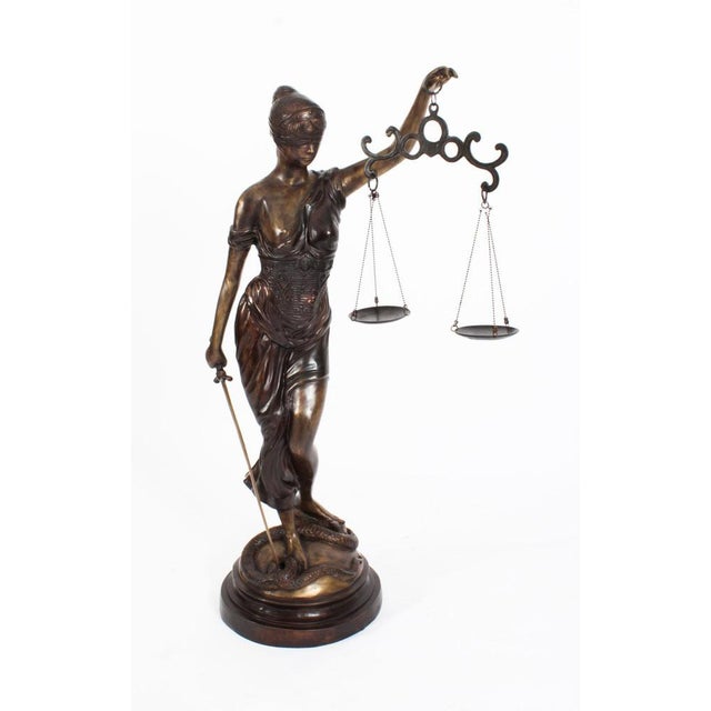 4ft Lady Justice Statue, 20th Century, Bronze For Sale - Image 17 of 18