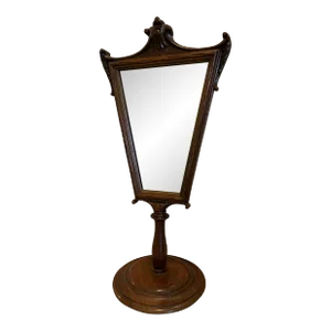 English Treenware Table Mirror / Vanity Mirror on Stand