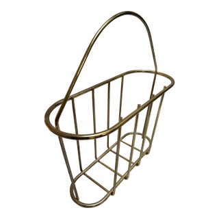 Vintage Brass Magazine Holder Rack or Vessel For Sale