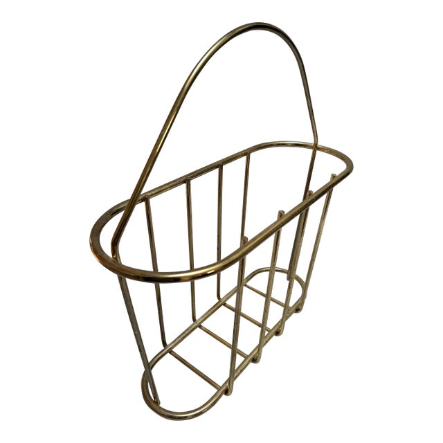 Vintage Brass Magazine Holder Rack or Vessel For Sale
