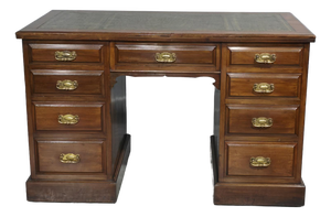 Desk in Mahogany with Green Leather Top